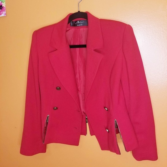 Vintage Red Street Jacket by M Daquin Paris Coat Size 36 - Picture 2 of 8